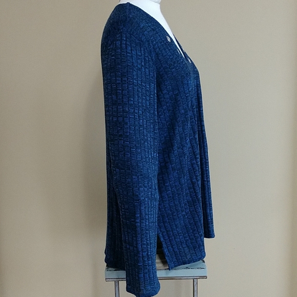 NEW Sweater Tunic Lace Up Grommet Navy Blue Split Side Soft Women's Chenault XXL - Picture 5 of 9